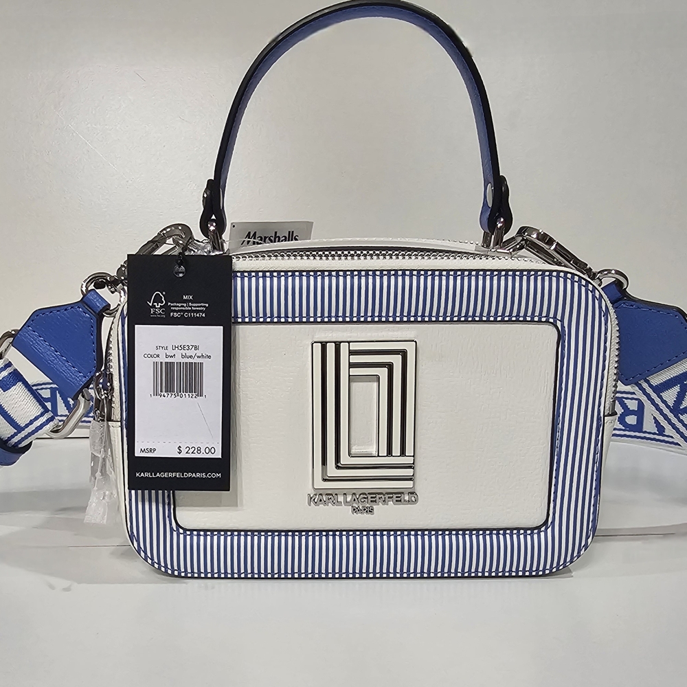 Karl Lagerfeld Blue and White Women's Bag